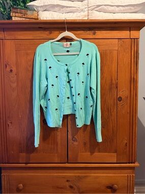 Mint Green Embroidered Button-Front Cardigan - Women